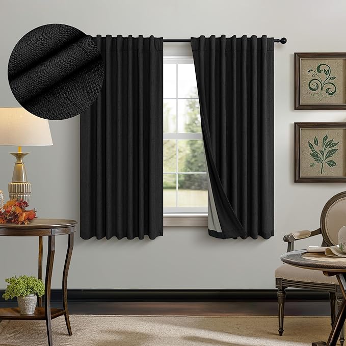 Pitalk 54 Inch Blackout Curtains Length 2 Panels Set Back Tab Pocket Room by Pitalk