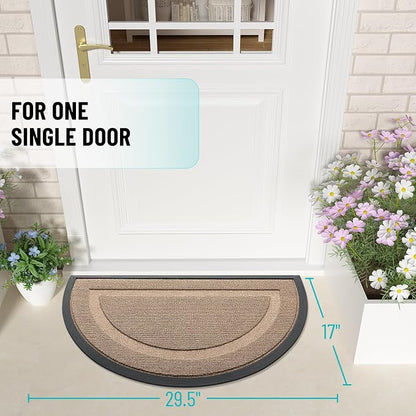 OLANLY Half Circle Front Door Mat Outside 29.5x17 All-Season Rubber Doormat | - Image 2