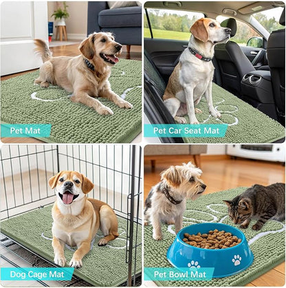 OLANLY Dog Door Mat for Muddy Paws 32x20, Paw Print Design Chenille Mud Mat | - Image 7