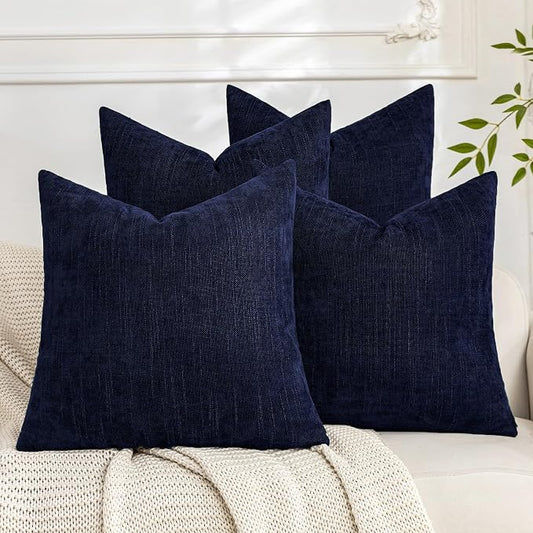 Set of 4 Soft Textured Decorative Throw Pillow Covers 18x18 Inch Cozy Farmhouse by Cozoomy