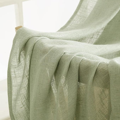 MIULEE Sage Green Linen Curtains 37x84 Inch Length - Image 6