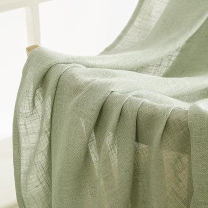 MIULEE Sage Green Linen Curtains 52x63 Inch Length 2 Panels - Image 5
