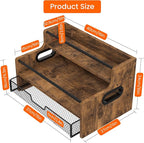 Homode Coffee Syrup Organizer Rack, 3-Tier 8 Bottles Syrup Stand with 35 K Cup Storage Drawer for Coffee Station Bar Accessories, Countertop Wood Liquor Bottle Holder for Wine, Rustic Brown