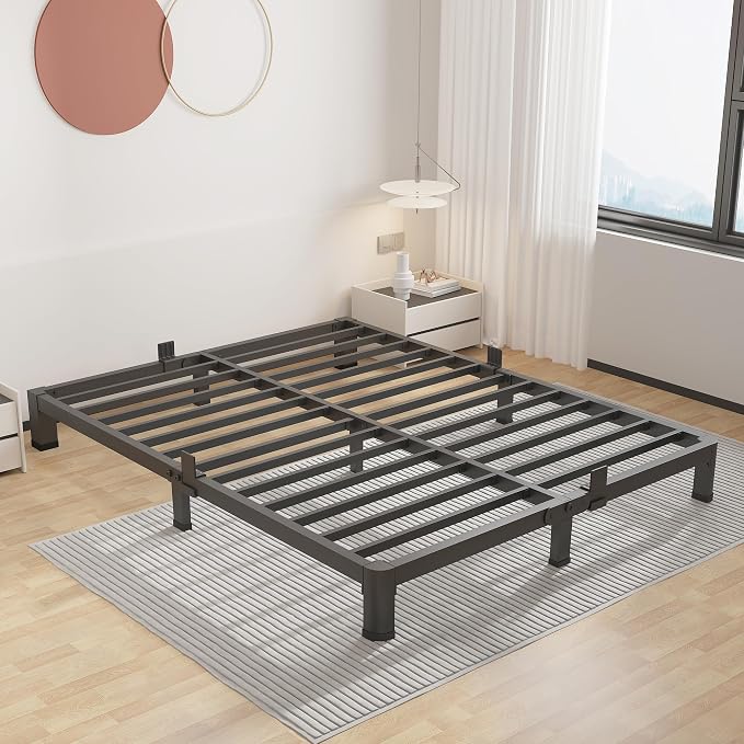 ROIL 4 inch King Size Bed Frame Metal Platform No Box Spring Needed by ROIL