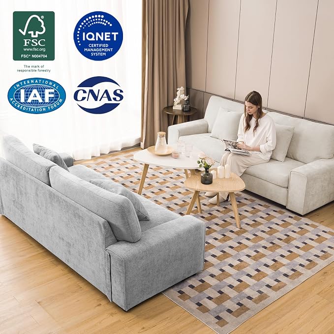 DOPEDIO Modern Living Room Sofa Set, 88.58" Chenille Loveseat - Image 8