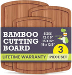 Bamboo Cutting Board Set of 3 - Dark