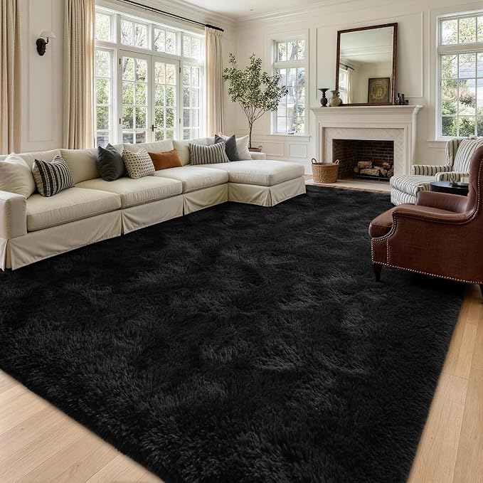 7x10 Large Black Fluffy Soft Area Rug Non-Slip - Image 2