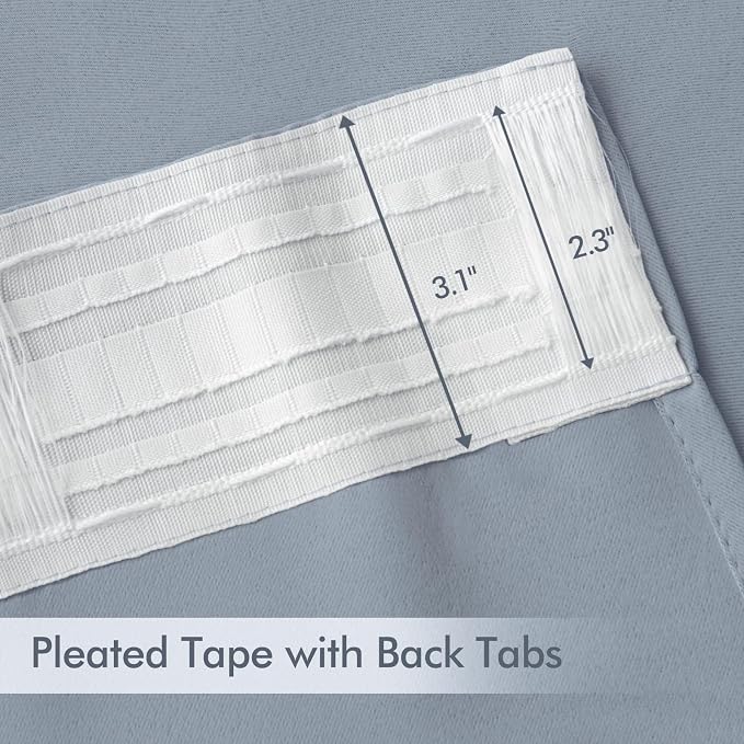 MIULEE Light Blue Back Tab Blackout Curtains 52x63 Inches Long 2 Panels Set | - Image 4