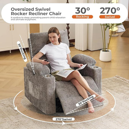 Oversized Power Recliner Chair Swivel Glider - Image 4