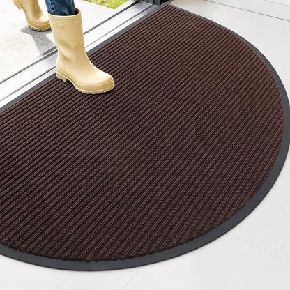 OLANLY Half Circle Front Door Mat 47x30, Waterproof Heavy-Duty Doormat | Brown by OLANLY