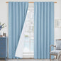 Stone Blue 100% Blackout Linen Living Room Curtains 84 Inch 2 Panels | Linen by LAMIT