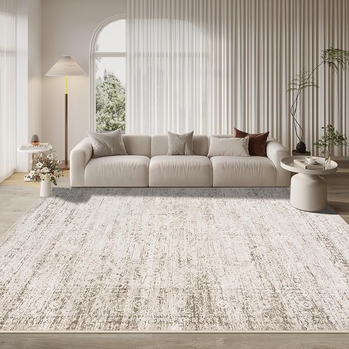 Aelenmu 10x14 Area Rugs for Living Room Dining Room Washable Beige Ivory | Soft - Image 2