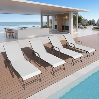 Crestlive Products Outdoor Chaise Lounge Chair, 5-Position Pool Lounge Chairs - Image 8