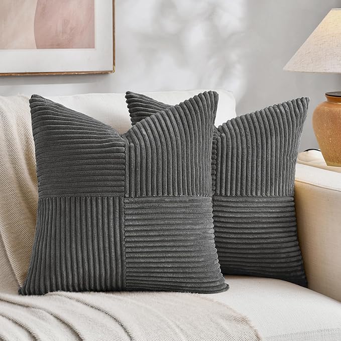 Fancy Homi 2 Packs Dark Gray Samll Decorative Throw Pillow Covers 14x14 Inch by Fancy+Homi