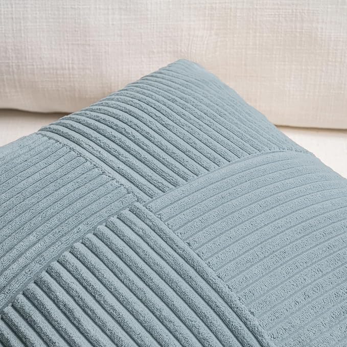 Fancy Homi Set of 2 Light Blue Euro Decorative Throw Pillow Covers 28x28 Inch - Image 4