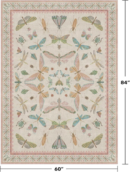 Butterfly Area Rugs 5x7 for Baby Nursery, Cute Light Pink Rugs for Bedroom Girls - Image 2