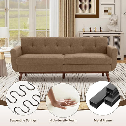 Kingfun 77.2" W Loveseat Sofa, Mid Century Modern Decor Love Seat Couches - Image 6