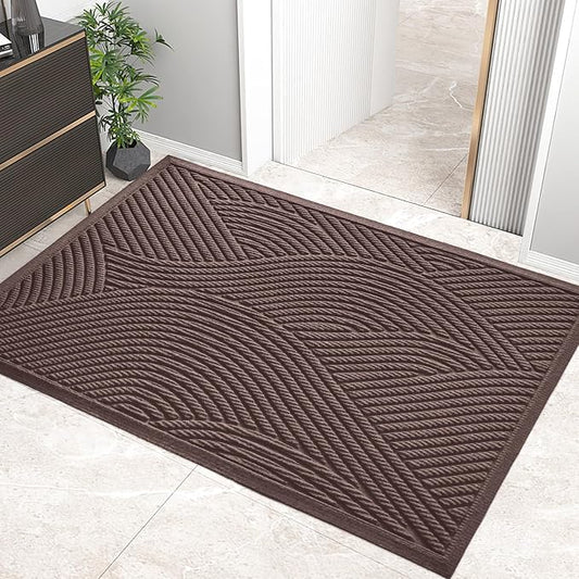 Sturdy Front Door Mat, Absorbent Muddy Dirt Resist Welcome Door Mats Outdoor by HIYARD
