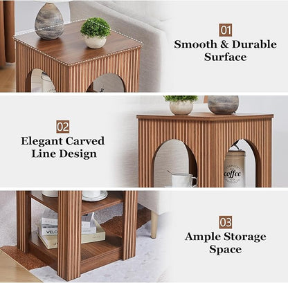 weselon End Table with 3-Tier Storage, Mid-Century Modern Side Table with - Image 5