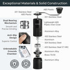 Manual Coffee Grinder by Alpaca Ventures - Stainless Steel Conical Burr Coffee Grinder Manual with Adjustable Setting Double Bearing Hand Espresso Grinder Perfect for Home, Office and Camping