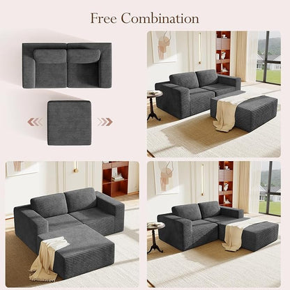 Vesgantti 80" Modular Sectional Sofa, Corduroy Cloud Couch - Image 7