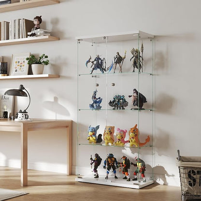 Display Cabinet with Glass Door and Lock, 4-Shelf Curio Cabinets with 5mm - Image 4