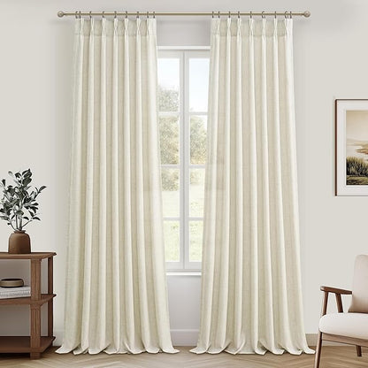 Cream Beige Memory Trained Pinch Pleated Curtains 96 Inches Long by PleatedDrapes