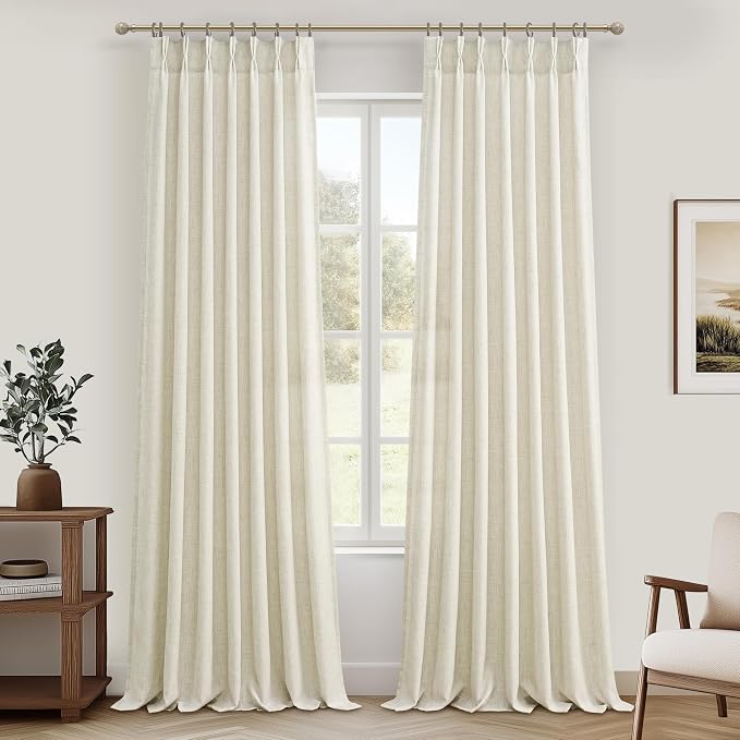 Extra Long 112 Inch Cream Pinch Pleat High Ceiling Curtains by PleatedDrapes