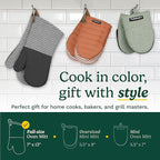 Cuisinart Heritage Kitchen Oven Mitts – Heat-Resistant Kitchen Mitts for Oven with Non-Slip Neoprene Palm, Long Cuff, and Cotton Filling – Durable Oven Gloves for Cooking, Baking, & Grilling