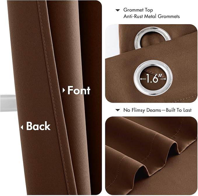 MIULEE Blackout Curtains for Bedroom 2 Panels 40 x 36 Inch Long Mocha Brown | - Image 5