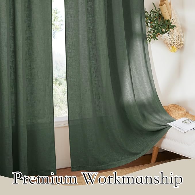 RYB HOME Sheer Curtains 102 inches, Extra Long Floor to Ceiling Curtains | Half - Image 5