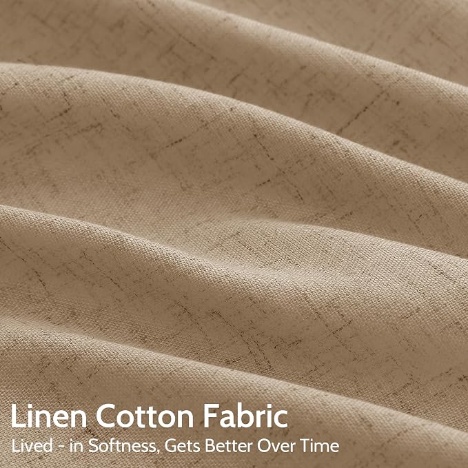 Sand Beige Linen Curtains 132 Inch Length - Image 4