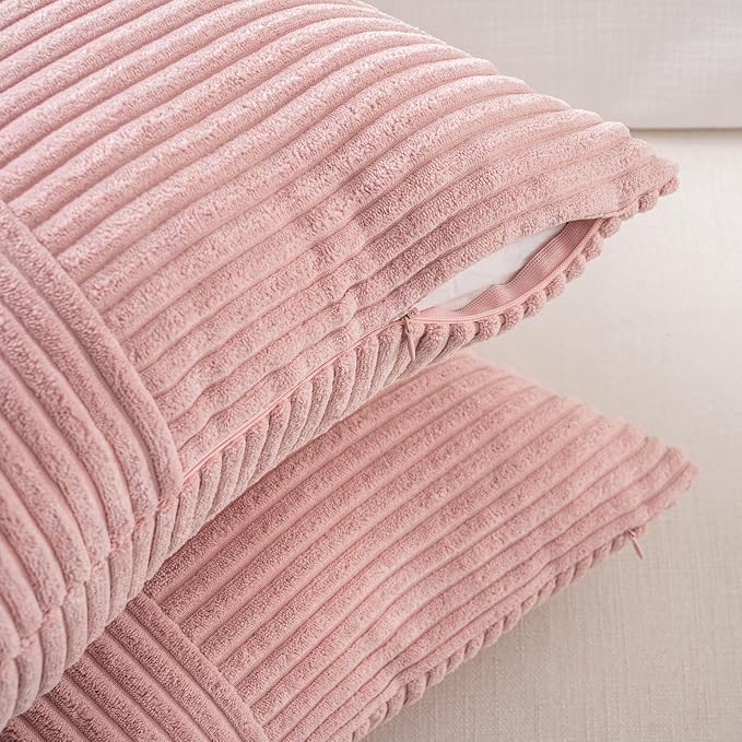 Fancy Homi 2 Packs Blush Pink Lumbar Decorative Throw Pillow Covers 20x28 Inch - Image 4