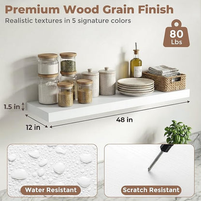 12 inch Deep Floating Shelves for Wall, 48 inch Wide Engineered Wood Wall - Image 2