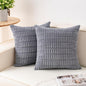 Pack of 2 Corduroy Decorative Throw Pillow Covers 16x16 Inch, Light Grey | Fall by Unknown