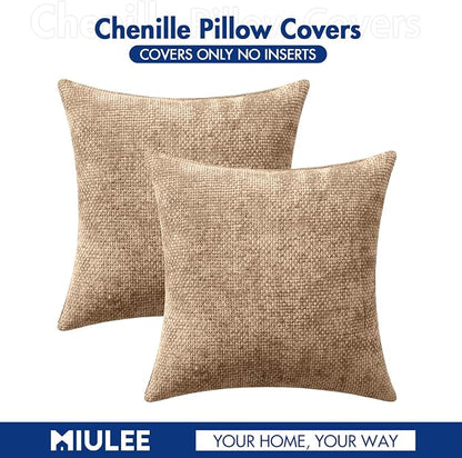 MIULEE Decorative Couch Throw Pillow Covers 18x18 Inch Khaki Camel 2 Pack | - Image 7