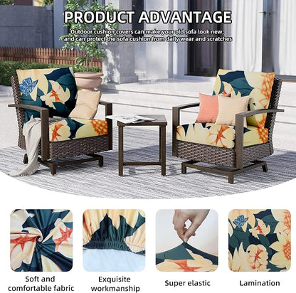 8PCS Patio Cushion Covers.Patio Furniture Couch SeatSlipcovers | Washable - Image 3