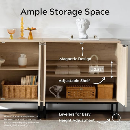 EYYTHUNG Fluted Storage Cabinet Sideboard Buffet Cabinet, Modern Accent Cabinets - Image 3