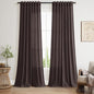 Cocoa Coffee Curtains 102 Inches Long, Back Tab Linen Blend Light Filtering by Nanspring