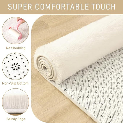 LOCHAS 2x8 Runner Rugs for Hallway, Fluffy Area Rugs for Bedroom, Cream | Ultra - Image 5