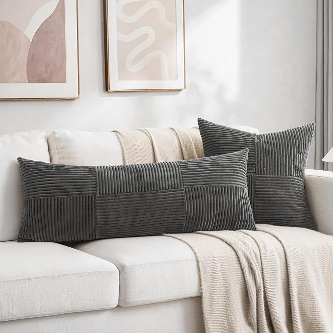 Fancy Homi 2 Packs Dark Gray Decorative Throw Pillow Covers 18x18 Inch - Image 6