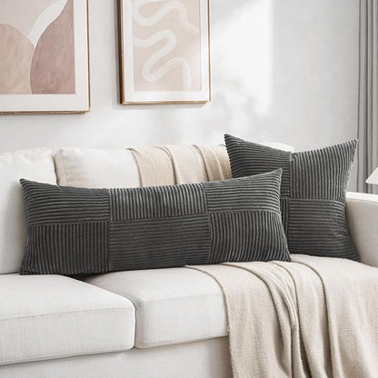 Fancy Homi 2 Packs Dark Gray Decorative Throw Pillow Covers 20x20 Inch - Image 6