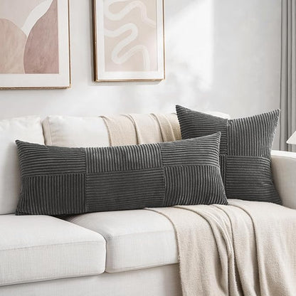Fancy Homi 2 Packs Dark Gray Decorative Throw Pillow Covers 22x22 Inch - Image 6