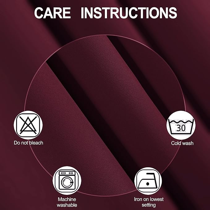 Burgundy Red Thermal Blackout Curtains/38 x 84 Inch/Set of 2 Panels Room - Image 4