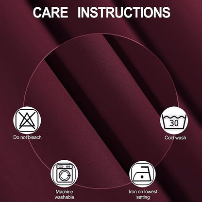 Blackout Curtains 52 x 45 inch/Burgundy Red Curtains Set of 2 Panels/Thermal - Image 4