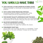 FreshDrinkUS, Premium 120 Lemon Balm Leaf Tea Bags, 100% Natural & Pure from Lemon Balm Leaves. Loose Leaf Lemon Balm Herbal Tea. Lemon Balm Leaf Tea. No Sugar, No Caffeine, No Gluten, Vegan. Lemon Balm Tea