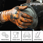 GLOVEWORKS Heavy-Duty Nitrile Gloves, Disposable, Latex Free, 8 Mil, Orange, Diamond Grip Glove