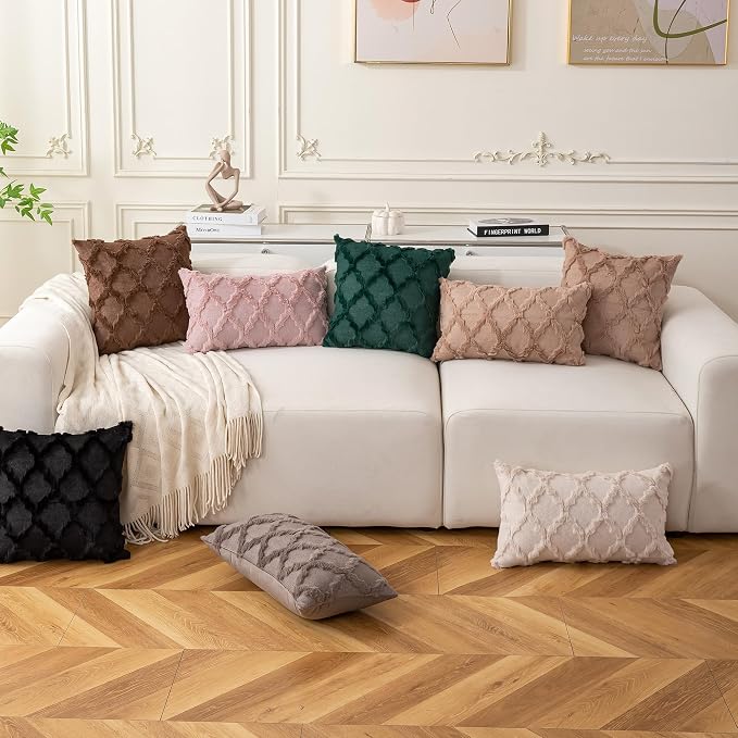 Set of 2 Soft Moroccan Throw Pillow Covers 24x24 Inch Plush Boho Decorative - Image 2