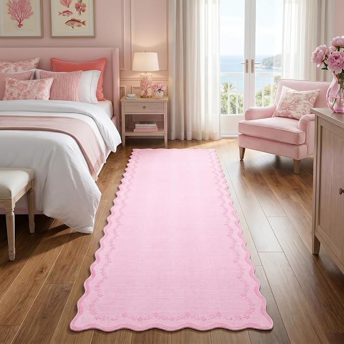GarveeHome 2x6 Scalloped Washable Runner Rug Non Slip Hallway Kitchen Rug | - Image 3