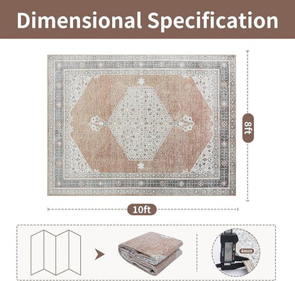 Washable Rugs 8x10 Area Rugs for Living Room, Dining Room, Nursery | Retro - Image 2